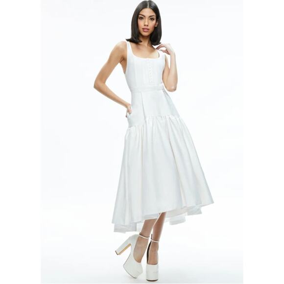 Alice + Olivia Dresses & Skirts - Alice + Olivia Diana Sleeveless Structured Midi Dress Off White 14 NWT Wedding